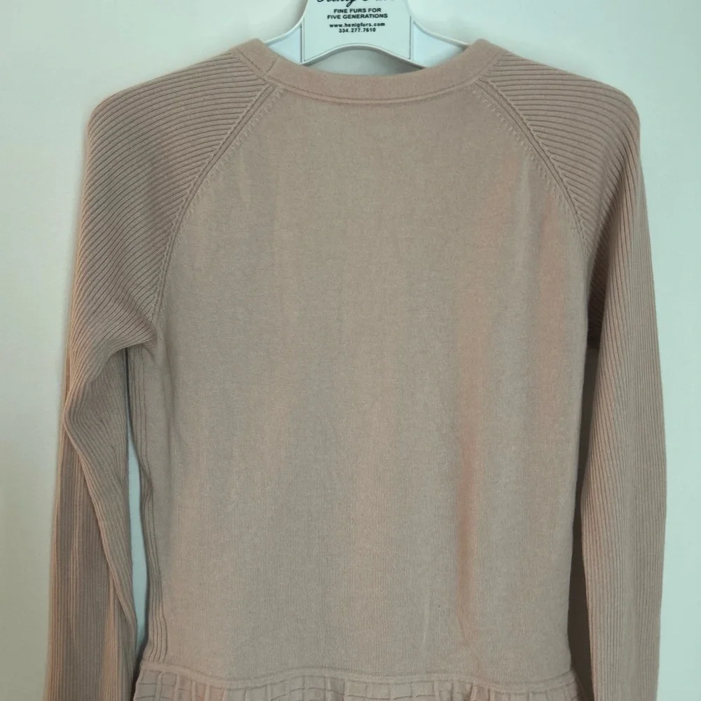 Tory Burch Ribbed Ballet Pink Peplum Sweater Silk/Cashmere Blend Large - Picture 9 of 15